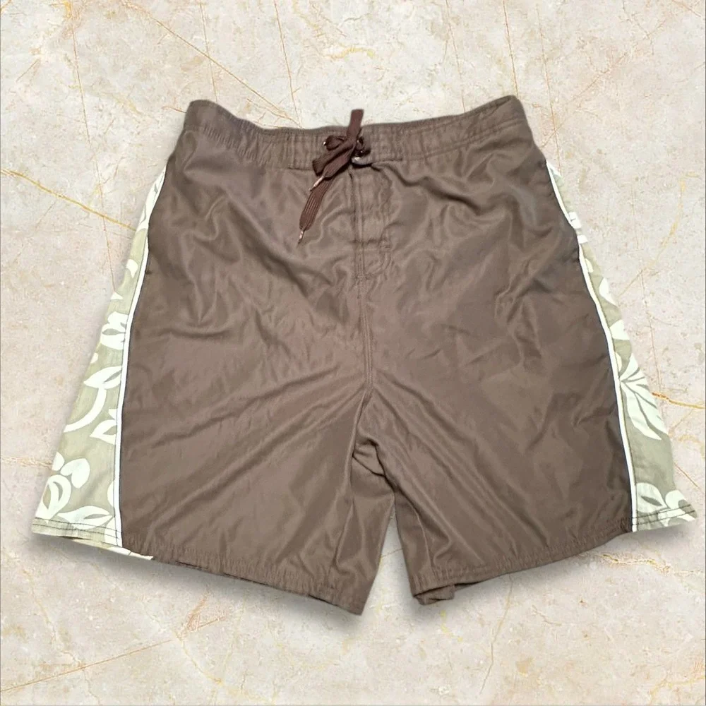 Quiksilver Men's Board‎ Shorts XL Brown Swim Trunks Mesh Lined Drawstring